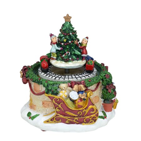 ARVORE NATALINA MUSCIAL EM RESINA COM TREM A CORDA 11,5cm