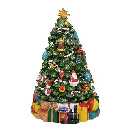 ARVORE NATALINA MUSCIAL DECORADA EM RESINA  A CORDA 21,5cm