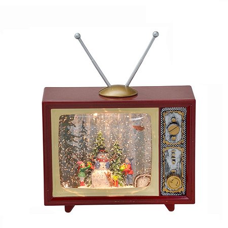 TV DECOR NATAL LUZ E MOV EM AGUA CRIANÇAS FESTIVAS 23,5cm