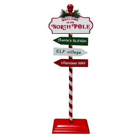 PLACA NATALINA WELCOME TO THE POLE NORTH EM METAL 81CM