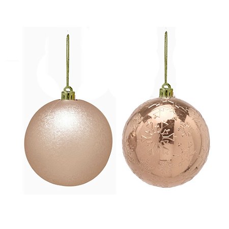 CONJ 16 BOLAS NATALINAS BRONZE SORTIDAS - 8cm