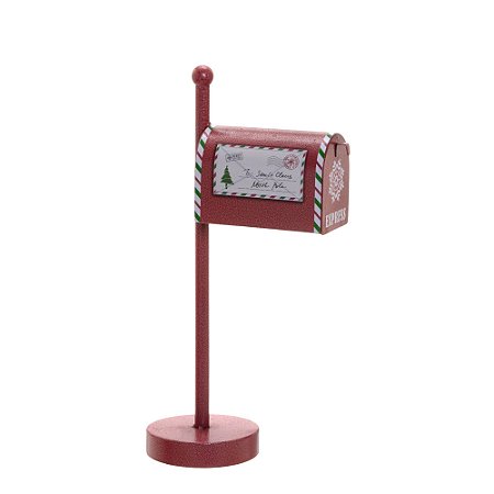 CAIXA DE CORREIO NATALINA EM METAL VERMELHO 43,5cm