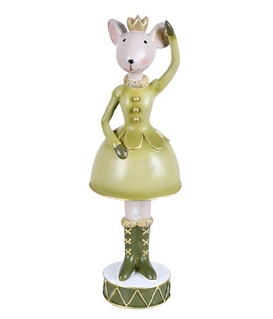 ESCULTURA NATALINA CAMUNDONGO BAILARINA C SAIA E COROA 28CM