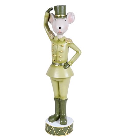 ESCULTURA NATALINA CAMUNDONGO COM FARDA CIRCO 27CM