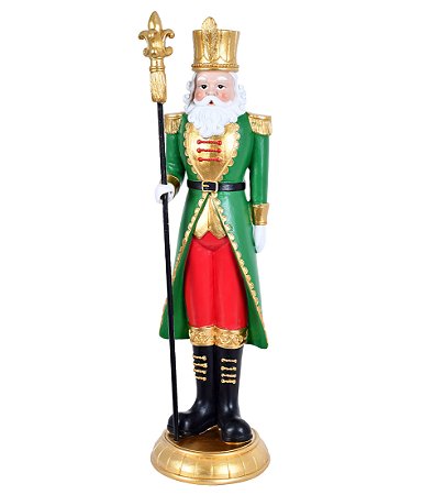 ESCULTURA NATALINA SOLDADO VERMELHO E VERDE E DOURADO 40CM