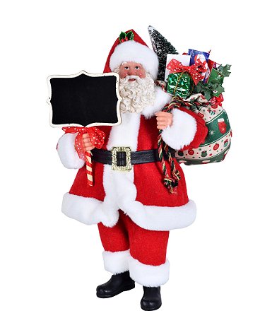 PAPAI NOEL C/PLACA DE LOUSA E SACO DE PRESENTE PLASTICO 28CM