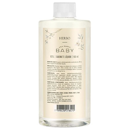 REFIL DE SABONETE LIQUIDO TEA PARTY 500ML BABY - HERBO