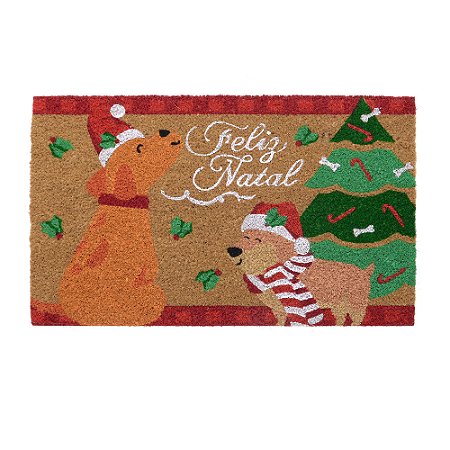 CAPACHO FELIZ NATAL EM FIBRA DE COCO 60X40CM