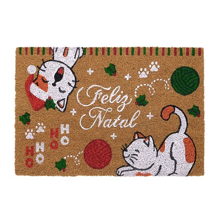 CAPACHO FELIZ NATAL DOS PETS EM FIBRA DE COCO 60X40CM