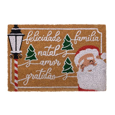 CAPACHO FELIZ NATAL NOEL EM FIBRA DE COCO 60X40CM
