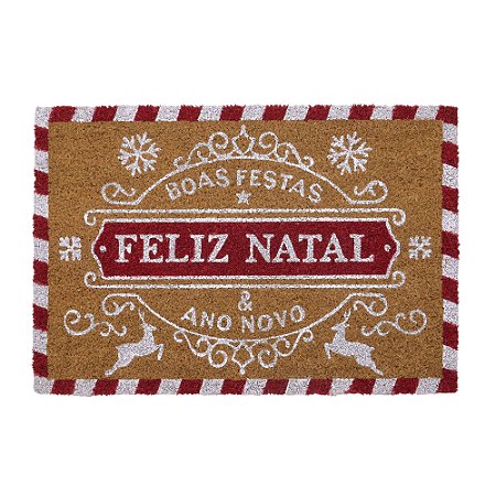 CAPACHO BOAS FESTAS EM FIBRA DE COCO 60X40CM