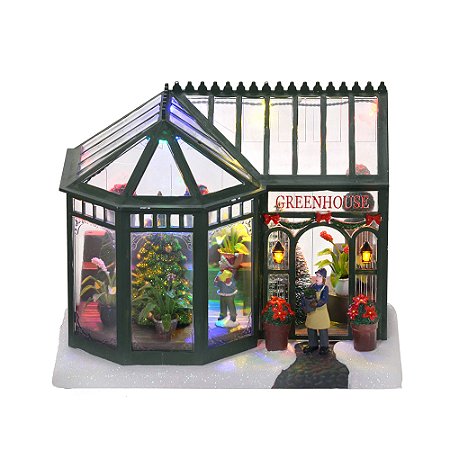 VILA NATALINA GREENHOUSE COM LUZ 16,5X21,5CM