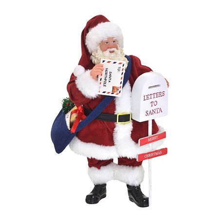 PAPAI NOEL DECORATIVO COM CAIXA DE CORREIO - 27CM