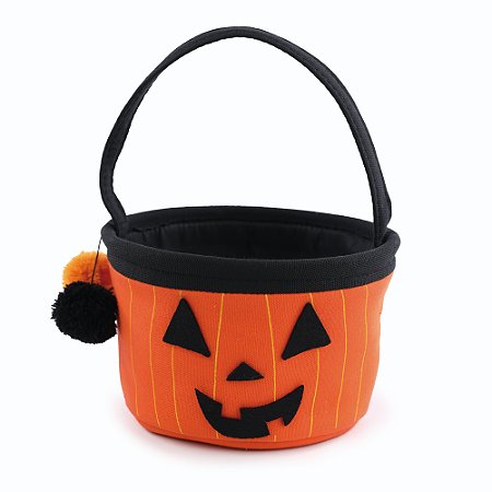 CESTINHA HALLOWEEN ABOBORA LARANJA E PRETO 14CM