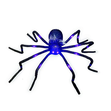ARANHA ARADIA HALLOWEEN COM LUZ ROXA OLHO E CORPO 70CM 3AAA