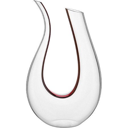 DECANTER VINHO VIDRO 1,5L INCOLOR EM U COM DETALHE VERMELHO