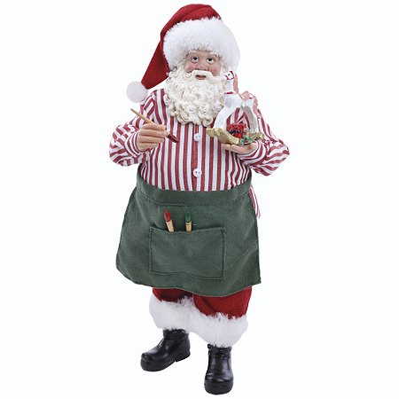 PAPAI NOEL COLECIONAVEL DECOR PINTOR DE AVENTAL 30CM