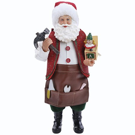 PAPAI NOEL DECOR COLECIONAVEL CONSTRUTOR DE BRINQUEDOS 28CM
