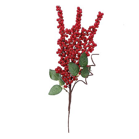 PICK GALHO COM BERRIES VERMELHAS NATALINAS 43CM