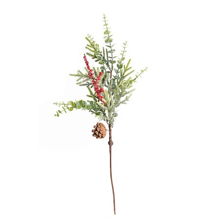 GALHOS DECORATIVO NATALINO GRANDE FOLHAS E PINHA 64CM
