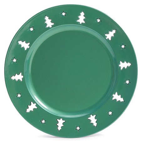 SOUSPLAT NATALINO COMO PINHEIRO E ESTRELA VERDE 33CM