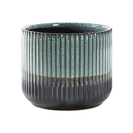 CACHEPOT EM CERAMICA VERDE E PRETO 13CM