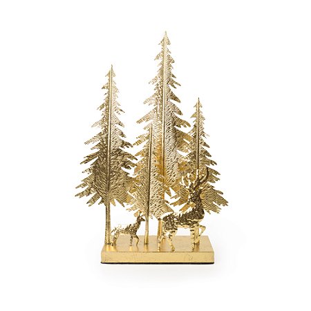 PORTA VELAS NATALINO ARVORE COR OURO EM METAL 64CM