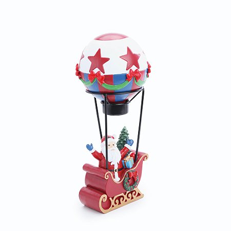 ESCULTURA TRENO PAPAI NOEL C BALAO DECOR EM RESINA 26,4CM