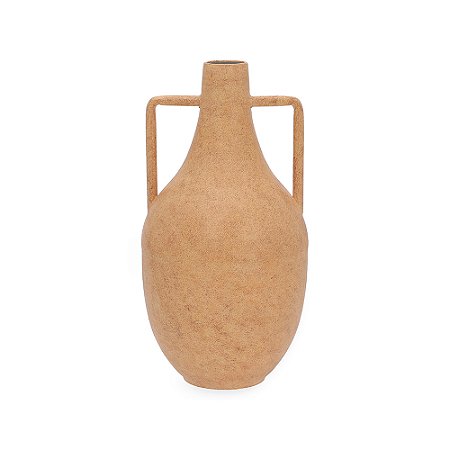 VASO EM METAL COM ALÇAS BEGE RUSTICO MART 39CM