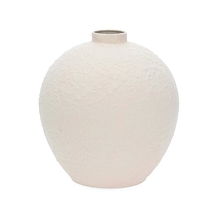 VASO EM METAL RUSTICO BRANCO MART 31,5CM