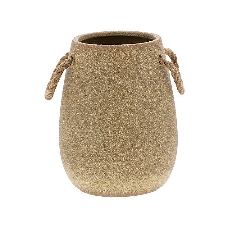 VASO EM CERAMICA BEGE COM ALÇAS MART 26,5CM