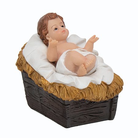 ESCULTURA MENINO JESUS NA MANJEDOURA PECA DE PRESEPIO 9CM