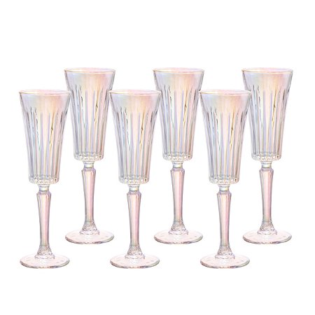 JOGO DE 6 TAÇAS CHAMPANHE EGEU RAINBOW 180ML HAUSKRAFT