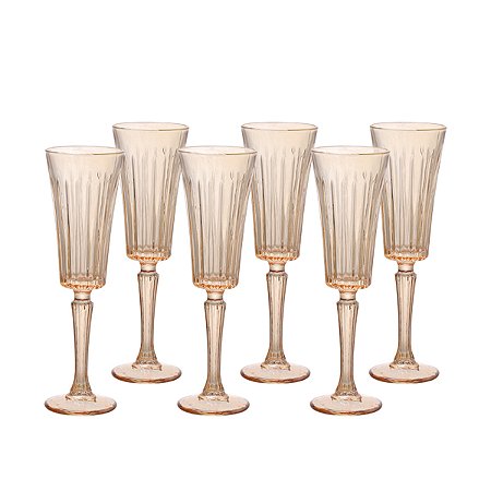 JOGO DE 6 TAÇAS DE CHAMPANHE EGEU AMBAR 180ML HAUSKRAFT