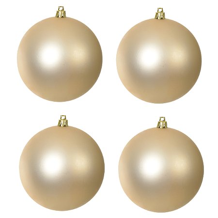 CJ 04 BOLAS NATALINA FOSCAS CHAMPANHE TUBO 10CM FLORARTE