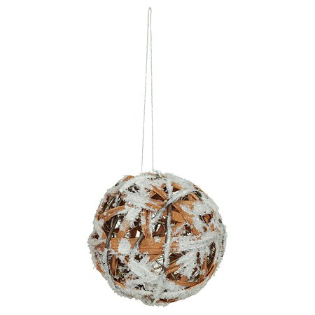 BOLA NATALINA DECOR ARAMADA MARROM E BRAN 10CM FLORARTE 1un