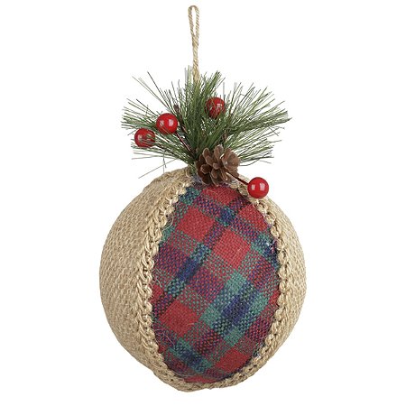 BOLA NATALINA DECORADA VERMELHO E VERDE 13X10CM FLORARTE 1un