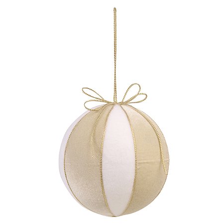 BOLA NATALINA DECORADA CREME 10CM FLORARTE