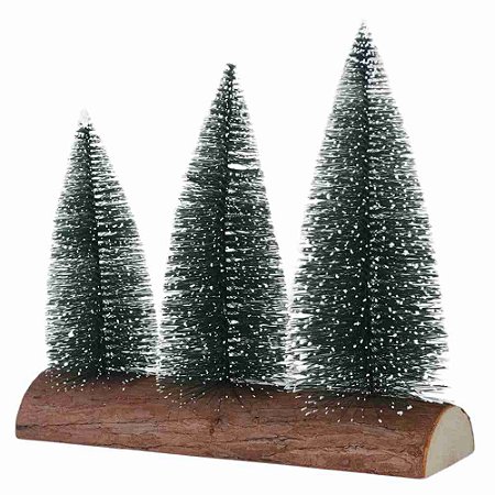 MINI ARVORE NATAL FLOCKED X3 VERDE E BRANCO 17,8CM FLORARTE