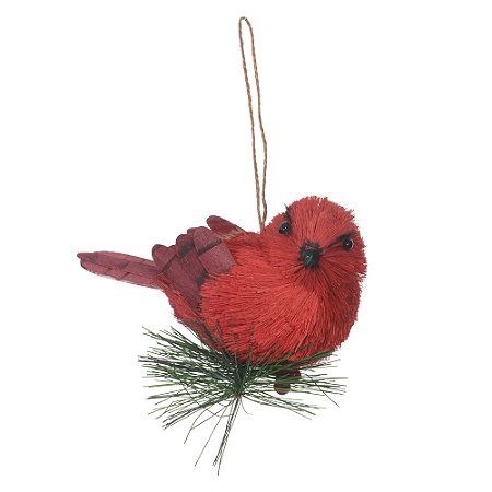 ENFEITE DE NATAL COM PASSARO VERMELHO 13X10X11CM FLORARTE