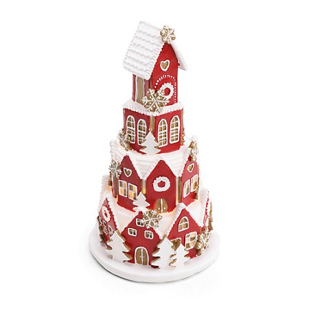 ESCULTURA CASA NATALINA DECORATIVA GINGERBREAD C/LED 22cm