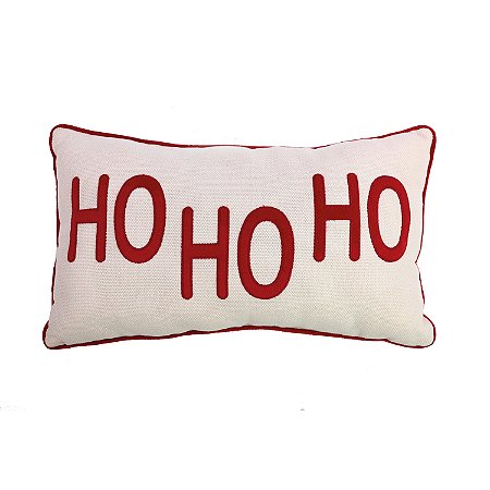 ALMOFADA BAGUETE NATALINA HOHOHO BRANCO E VERMELHA 50X30CM