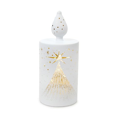 VELA NATALINA ELETRONICA BRANCA BATERIA 18CM