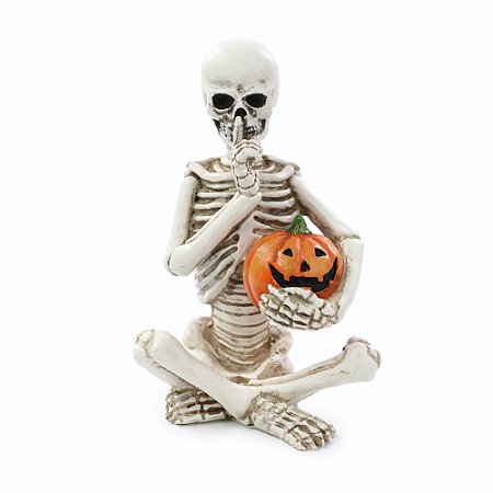 ENFEITE ESQUELETO MUSTAFA DECOR DE RESINA C/1 UN HALLOWEEN