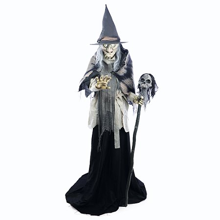 BONECO DECOR BRUXA GERTRUDES 190CM SOM LUZ MOVIM HALLOWEEN