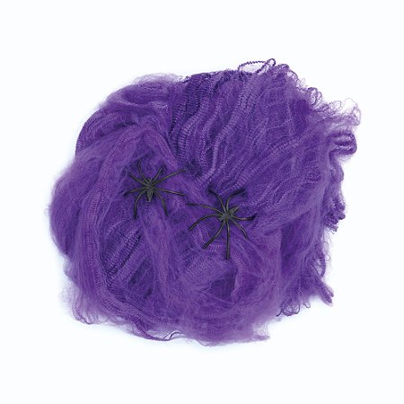 ENFEITE TEIA DECORATIVA ROXA 18G C 02 ARANHAS  HALLOWEEN