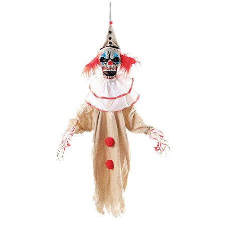 BONECO PALHACO ORFEU 90CM SOM LUZ MOVIMENTO HALLOWEEN