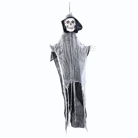 BONECO CAVEIRA FANTASMA BILLY 100CM COM LUZ - HALLOWEEN