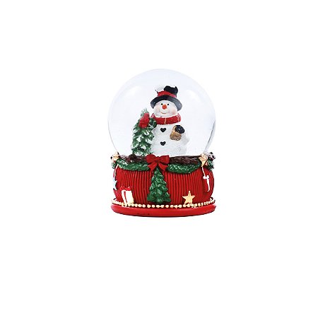GLOBO DE  AGUA NATALINO BONECO DE NEVE RESINA COM ARVORE 8cm