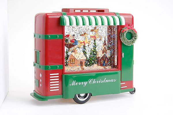 GLOBO DE AGUA CARRO C/TRENO DO PAPAI NOEL LED E SOM 19CM